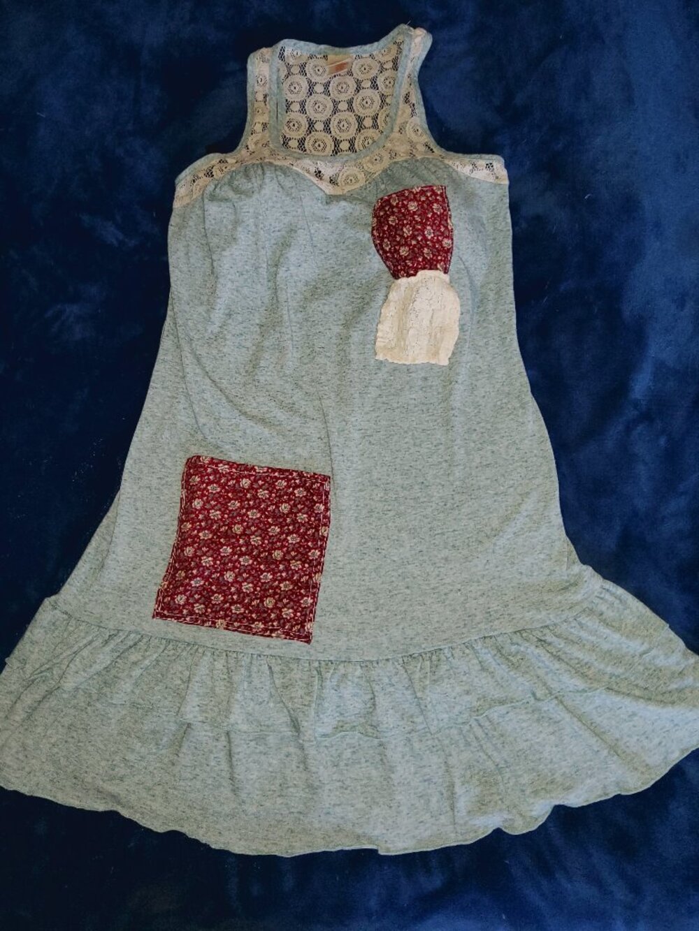 Shabby Chic Upcycled Handmade Patchwork Ruffle Dress